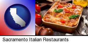 an Italian restaurant entree in Sacramento, CA