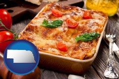 ne map icon and an Italian restaurant entree
