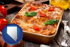 nv map icon and an Italian restaurant entree