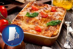 ri map icon and an Italian restaurant entree