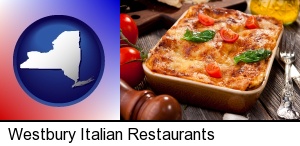an Italian restaurant entree in Westbury, NY
